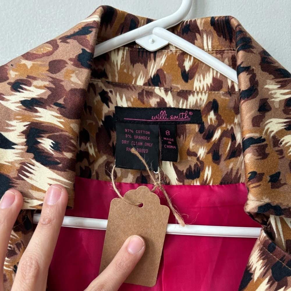Y2K Retro Leopard Animal Print Midi Streetwear Trench Indie Coat - Size Medium - Picture 11 of 12